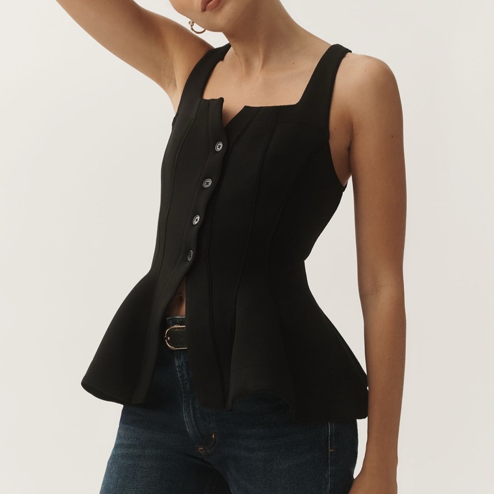 Anthropologie Seamed Scuba Corset Tank NWT L